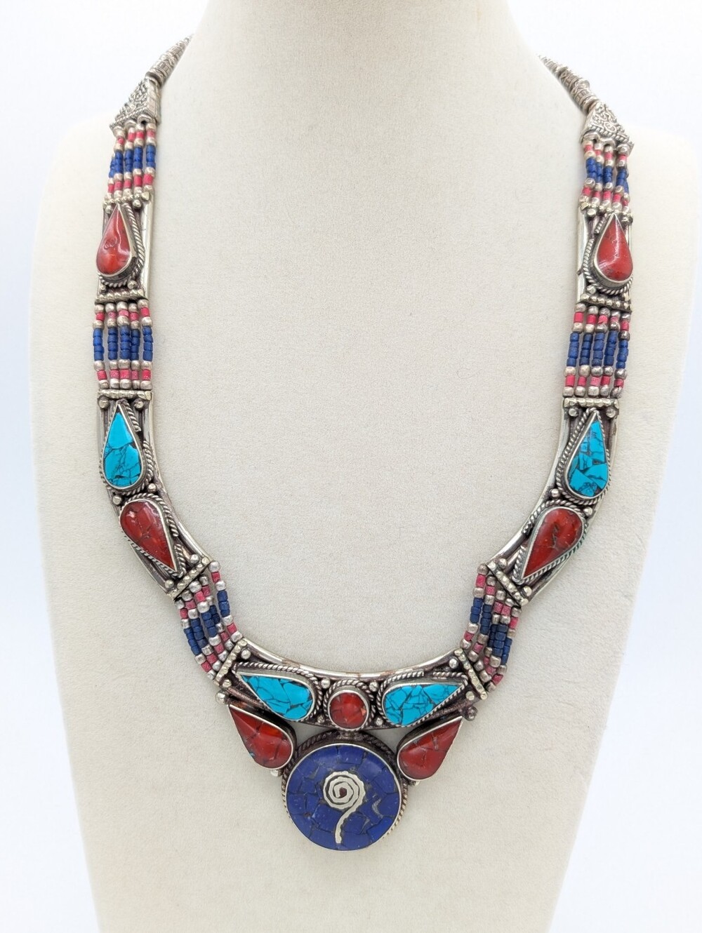 Tibetan Stone Inlay Statement Collar Necklace